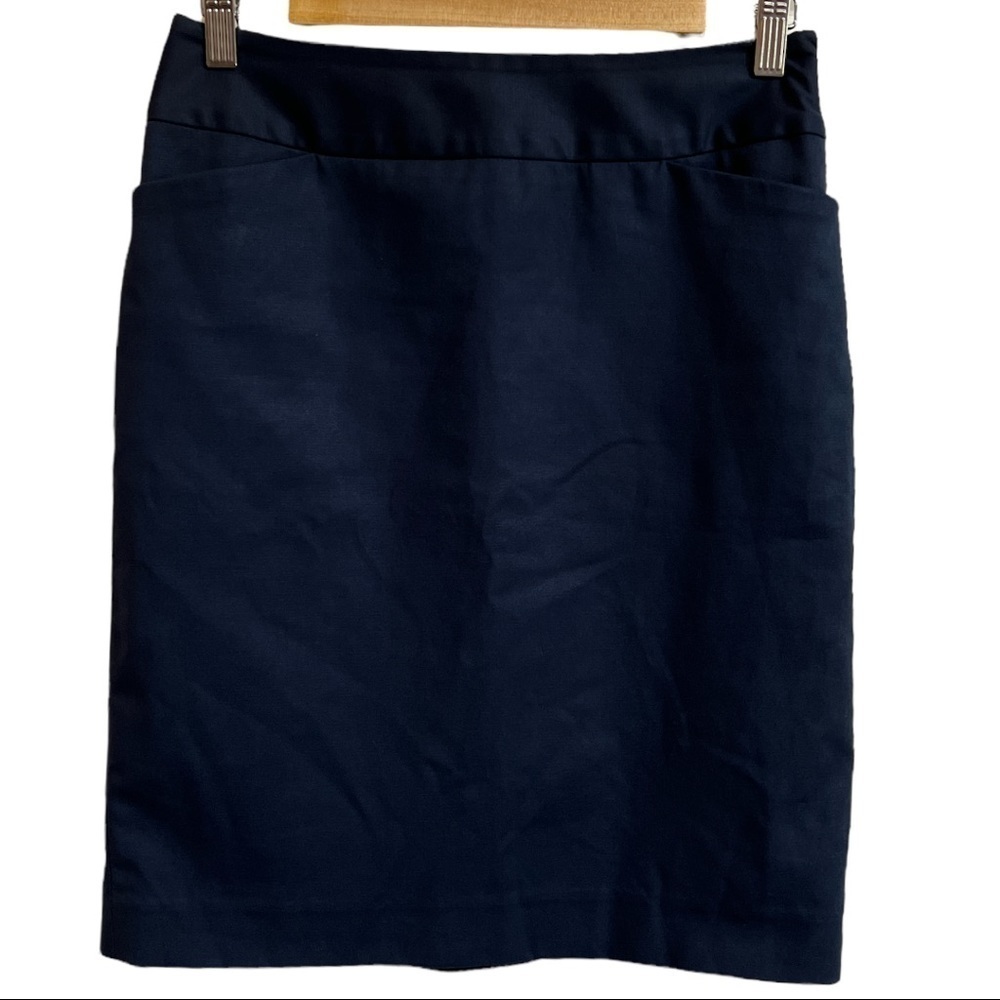 SUSINA WOMEN’S PENCIL‎ SKIRT NAVY BLUE SIZE ZIPPER SLIT BACK SIZE 2